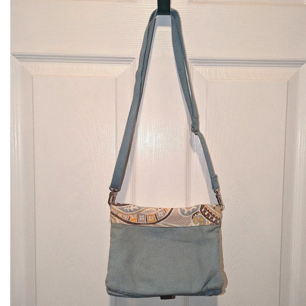 Boho Y2K Paisley Crossbody Bag Thirty One Double Up Blue Yellow Foldover Bag